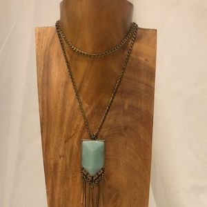 Fringed stone drop necklace